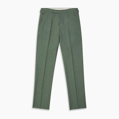 Green Wool and Linen Blend Jonathan Trouser Image 3