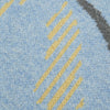 View 4 of product The Pale Blue Wool and Cashmere Lily Blanket by Turnbull & Asser features abstract, hand-drawn designs in blue, yellow, and gray on a white background.