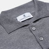 View 2 of product The Grey Merino Wool Cecil Rugby Polo Shirt by Turnbull & Asser features long sleeves, a collar, three-button placket, and ribbed hem and cuffs—an elevated menswear staple shown flat on a white background.
