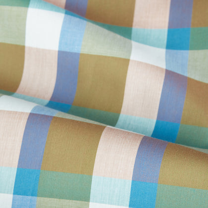Green and Pink Multi Check Linen Blend Sussex Nightshirt Image 3