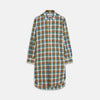 View 1 of product The Green and Pink Multi Check Linen Blend Sussex Nightshirt by Turnbull & Asser is a soft, long-sleeved sleepwear piece with a colorful plaid pattern, button-down front, chest pocket, and rounded hem—ideal as stylish luxury nightwear.