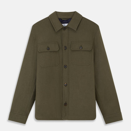 Green Quilted Cashmere Amhurst Overshirt
