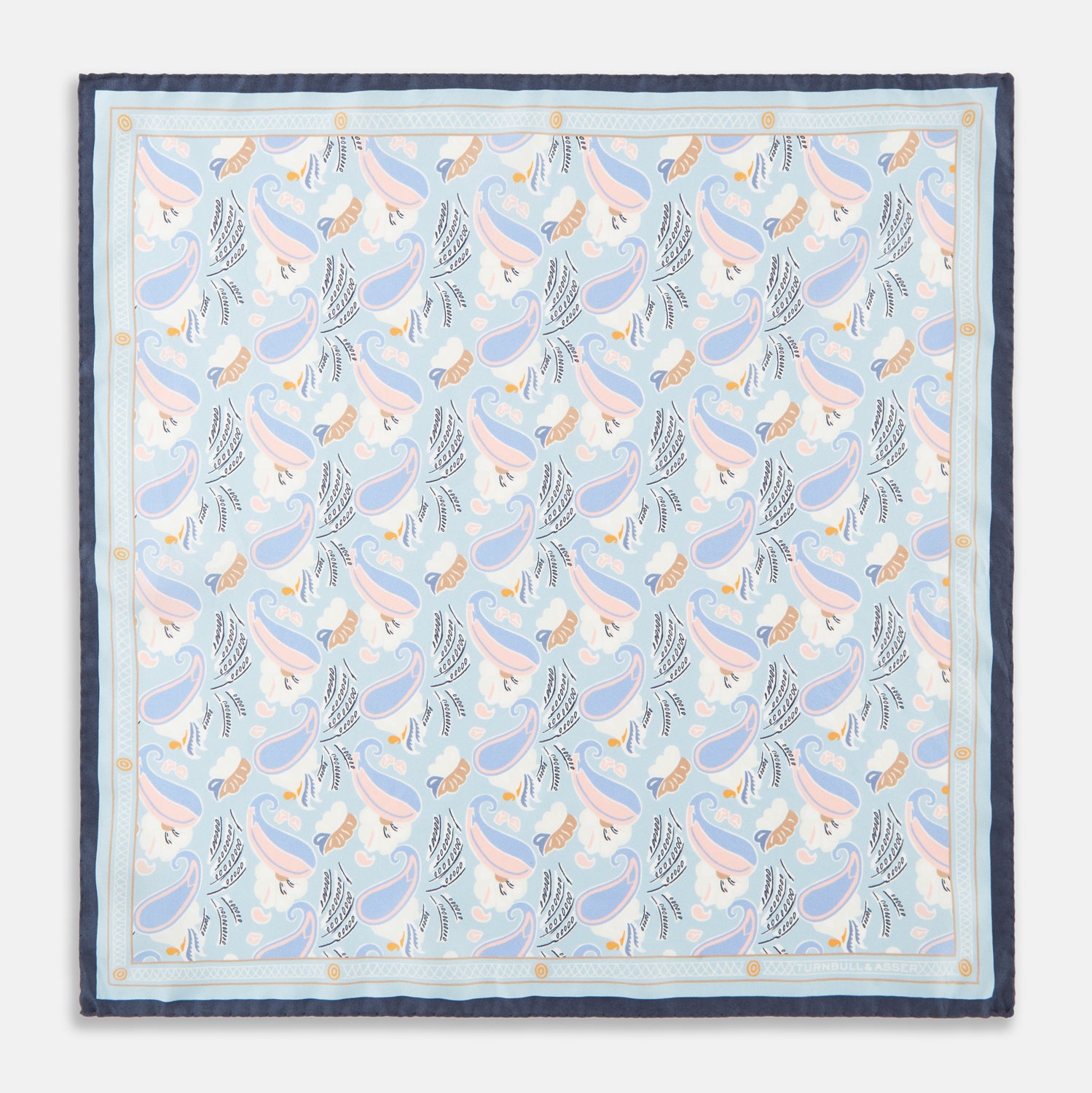 Pale Blue Peacock Bloomsbury-inspired Pattern Silk Pocket Square