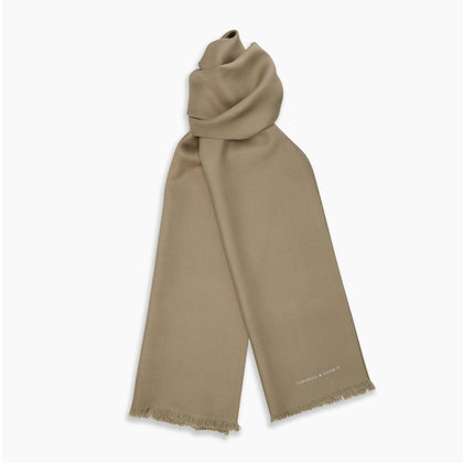 Khaki Silk Twill Lawton Scarf Image 2