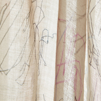 Cream Sketched Pattern Wool Chilcott Scarf Image 4