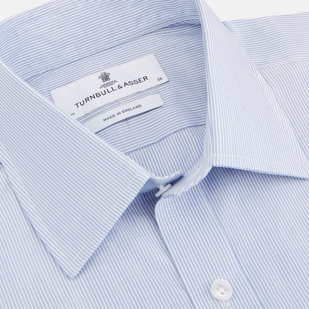 Blue and White Stripe Cotton Regular Fit Mayfair Shirt