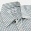 View 2 of product The Turnbull & Asser Pale Blue Multi Check Cotton Regular Fit Mayfair Shirt features long sleeves and a button-up front, displayed against a plain white background.