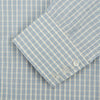 View 3 of product The Turnbull & Asser Pale Blue Multi Check Cotton Regular Fit Mayfair Shirt features long sleeves and a button-up front, displayed against a plain white background.