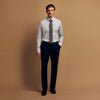 View 2 of product The Turnbull & Asser Pale Blue Stripe West Indian Sea Island Cotton Regular Fit Mayfair Shirt features long sleeves, a button-down front, and a classic collar—an essential for any men's wardrobe, shown on a plain white background.