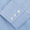 View 4 of product Navy Turnbull & Asser Mayfair shirt in textured cotton, regular fit with a sharp T&A collar and white buttons, laid flat on a white background.