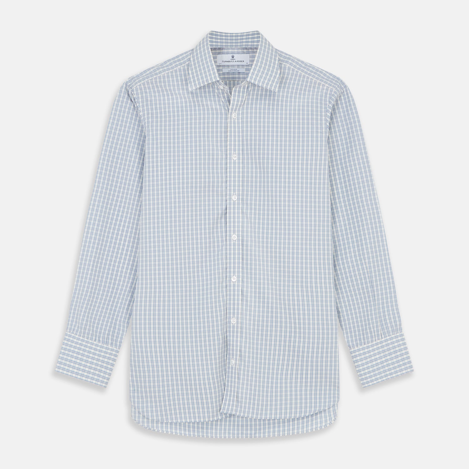 Pale Blue Multi Check Cotton Regular Fit Mayfair Shirt