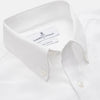 View 2 of product The Turnbull & Asser White Cotton Voile Weekend Fit Nevis Shirt features a Dorset button-down collar, two chest pockets, and a subtle military-inspired design, shown against a plain white background.