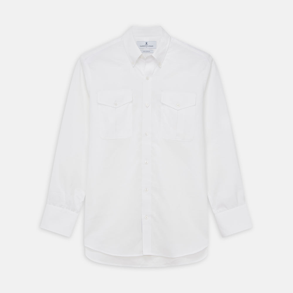 White Cotton Voile Weekend Fit Nevis Shirt