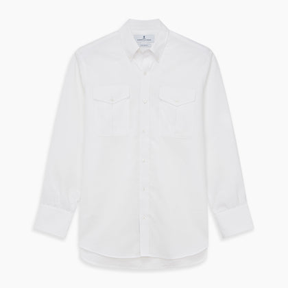 White Cotton Voile Weekend Fit Nevis Shirt Image 5