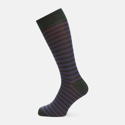 Purple Striped Cotton Blend Socks