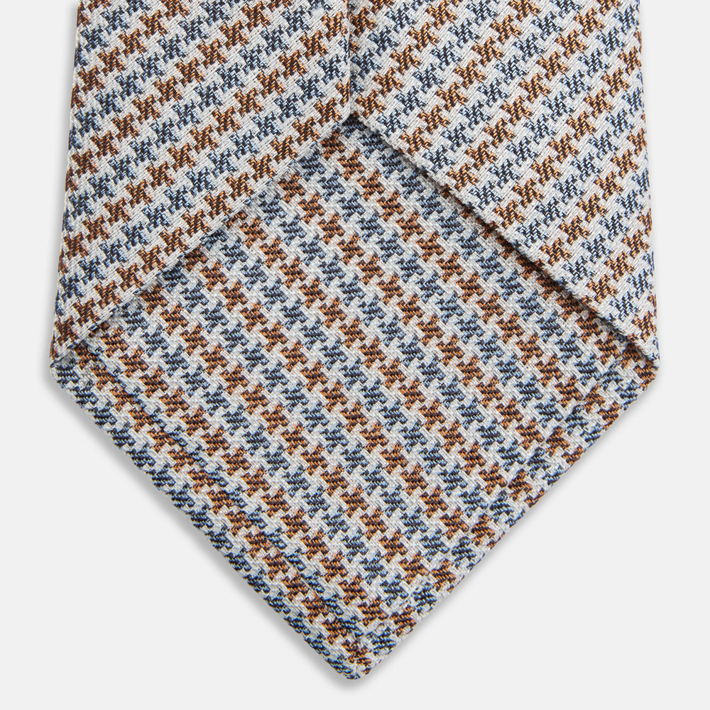 Brown Multi Puppytooth Silk Tie