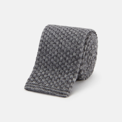 Grey Multi Cashmere Knitted Tie