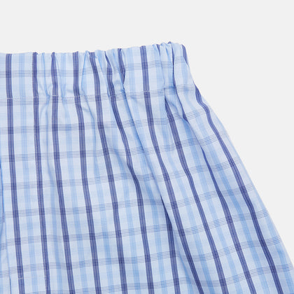 Blue Multi Check Cotton Godfrey Boxer Shorts