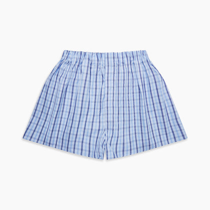 Blue Multi Check Cotton Godfrey Boxer Shorts Image 2