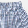 View 2 of product Turnbull & Asser Blue and White Check Cotton Godfrey Boxers displayed flat on a plain white background.