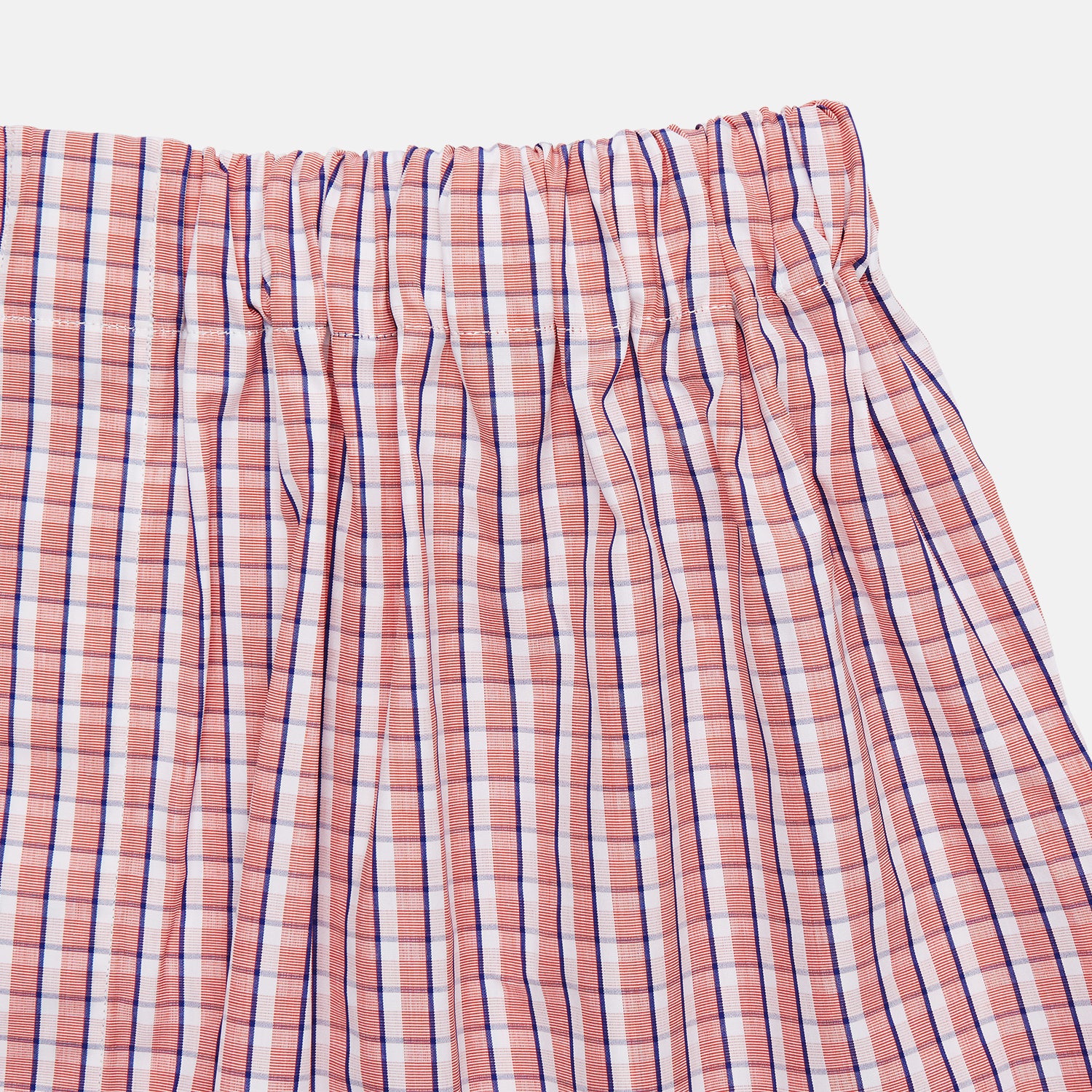 View 2 of product Orange multi-check cotton Godfrey boxers by Turnbull & Asser, featuring an elasticated waistband, shown flat on a plain white background.
