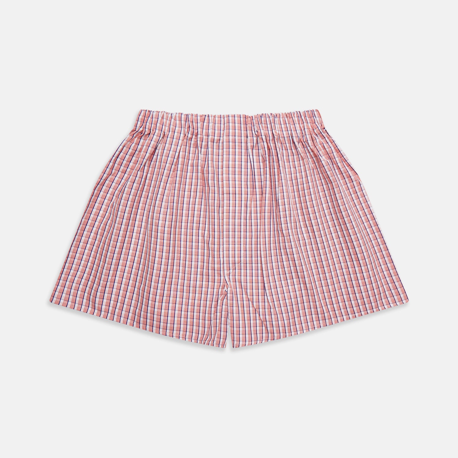 View 1 of product Orange multi-check cotton Godfrey boxers by Turnbull & Asser, featuring an elasticated waistband, shown flat on a plain white background.