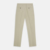 View 3 of product Turnbull & Asser Cream Cotton Manson Trousers feature a straight-leg fit, front button and zipper closure, belt loops, side pockets, and a pressed crease down each leg, shown against a white background.