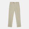 View 1 of product Turnbull & Asser Cream Cotton Manson Trousers feature a straight-leg fit, front button and zipper closure, belt loops, side pockets, and a pressed crease down each leg, shown against a white background.