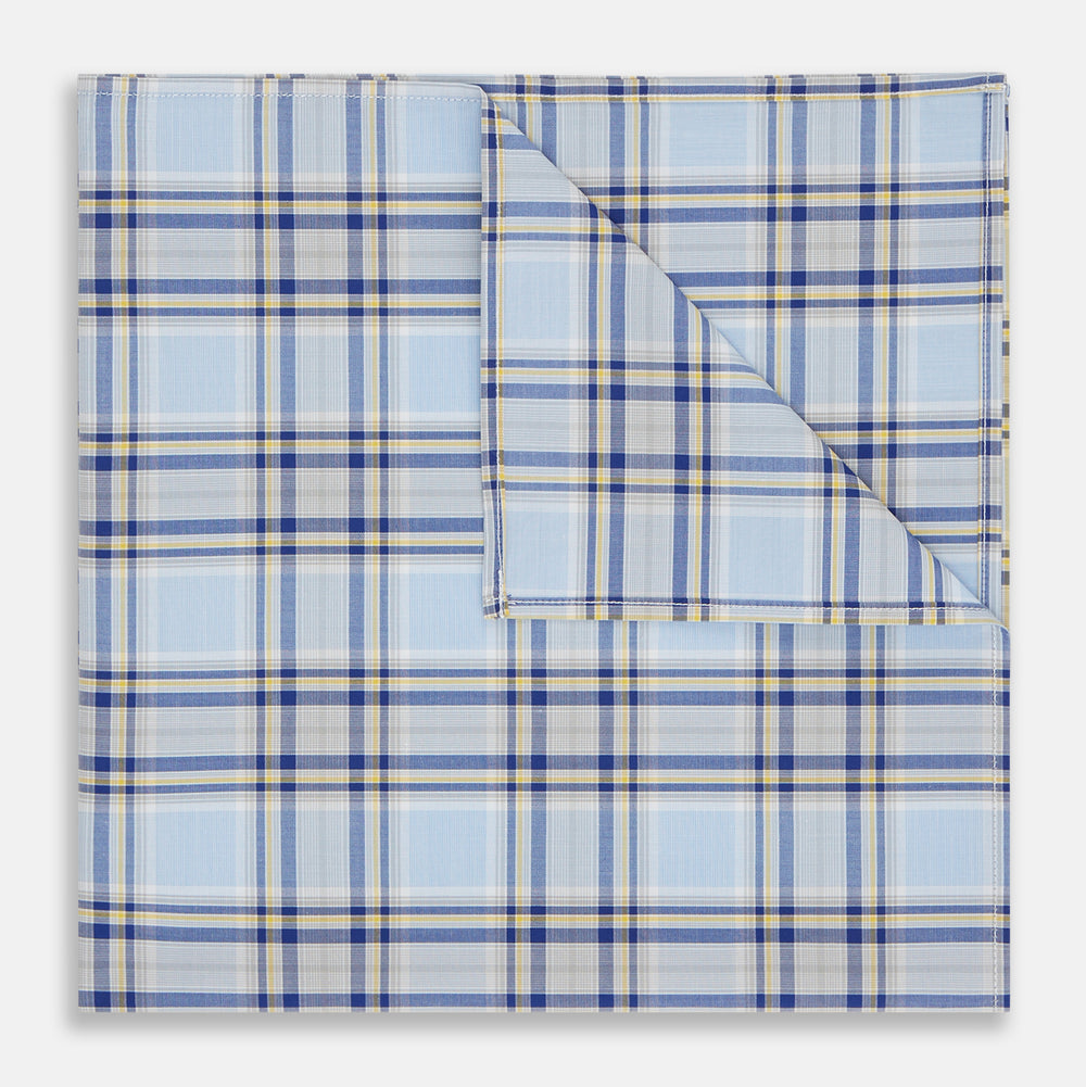 Blue and Yellow Check Cotton Handkerchief