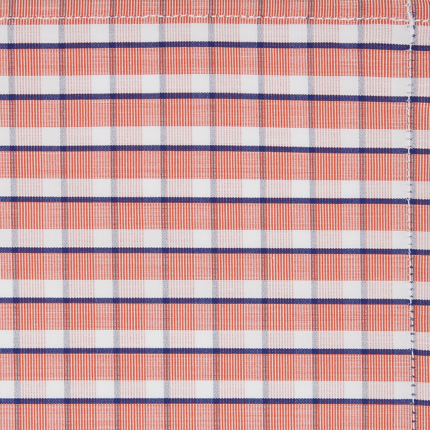 View 2 of product A neatly folded Turnbull & Asser Orange and White Check Cotton Handkerchief, with one corner turned up to show the reverse side.