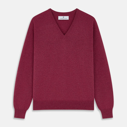 Soft Burgundy Cashmere V-neck Paden Jumper