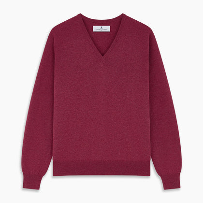 Soft Burgundy Cashmere V-neck Paden Jumper Image 3