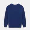 View 3 of product Turnbull & Asser's Marine Blue Cashmere Edwards V-Neck Jumper is inspired by vintage cricket sweaters, featuring ribbed cuffs, hem, and neckline. Shown against a plain white background.