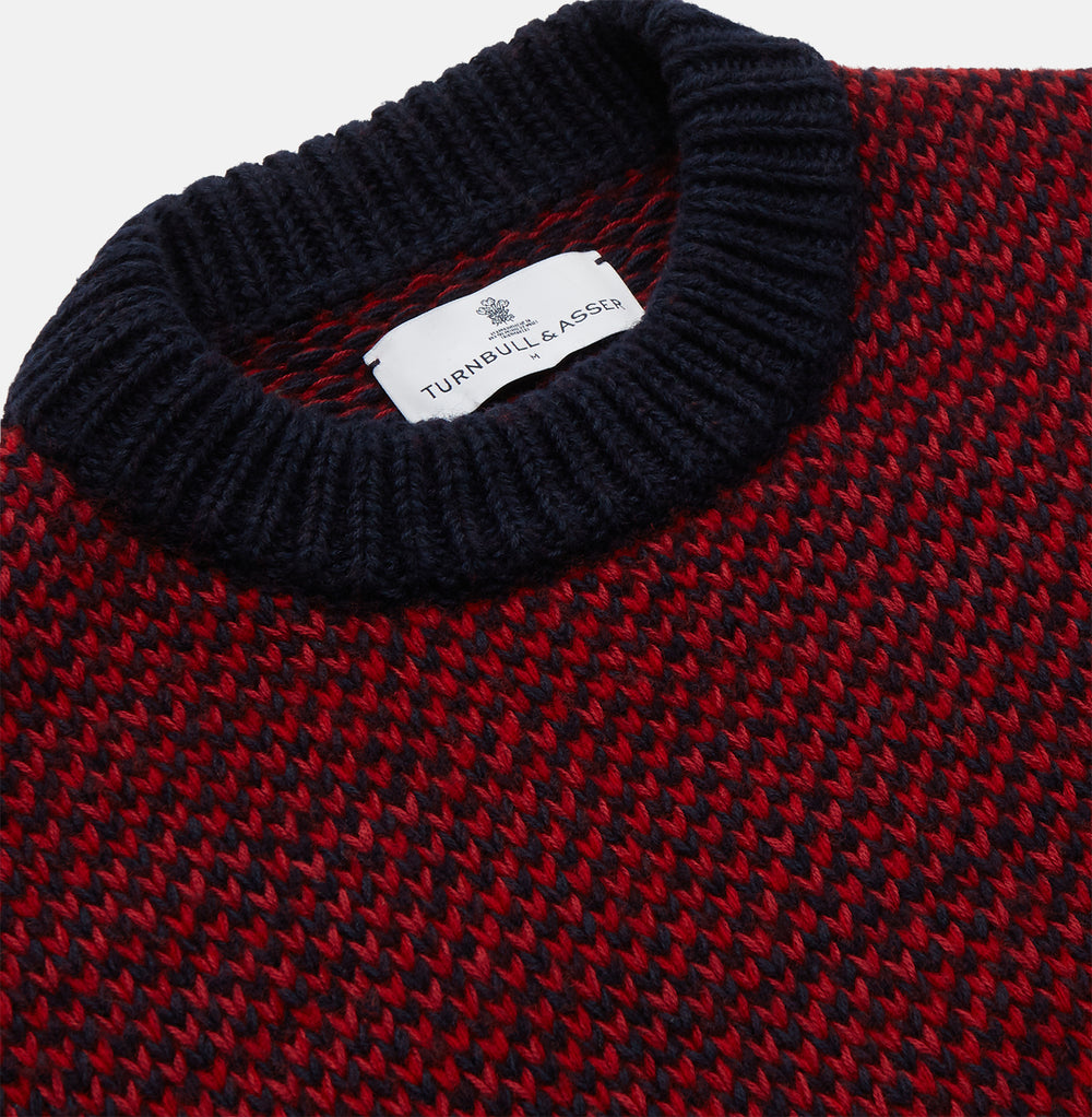 Red and Navy Wool Blend Billy Jumper