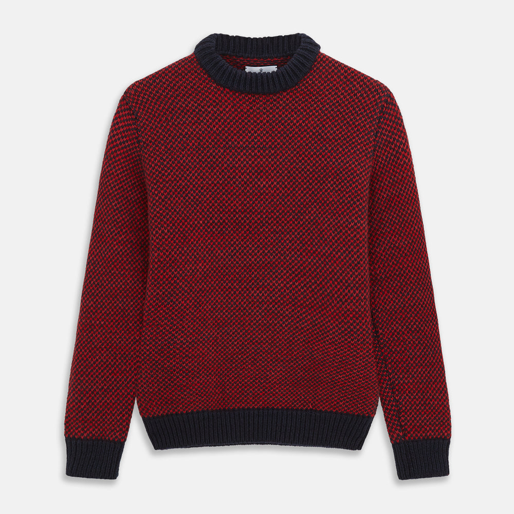 Red and Navy Wool Blend Billy Jumper