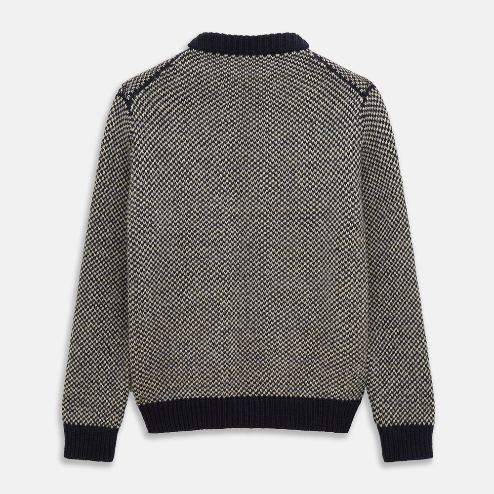 Navy and White Wool Blend Billy Jumper