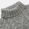 View 2 of product The Oatmeal Cashmere Melange Clark Roll Neck Jumper by Turnbull & Asser features a high roll-neck, long sleeves, and a textured cable knit front, crafted from a soft cashmere blend.