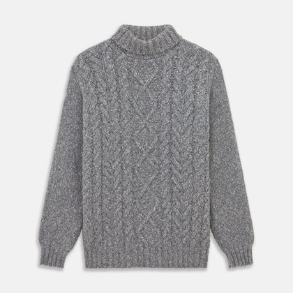 Oatmeal Cashmere Melange Clark Roll Neck Jumper