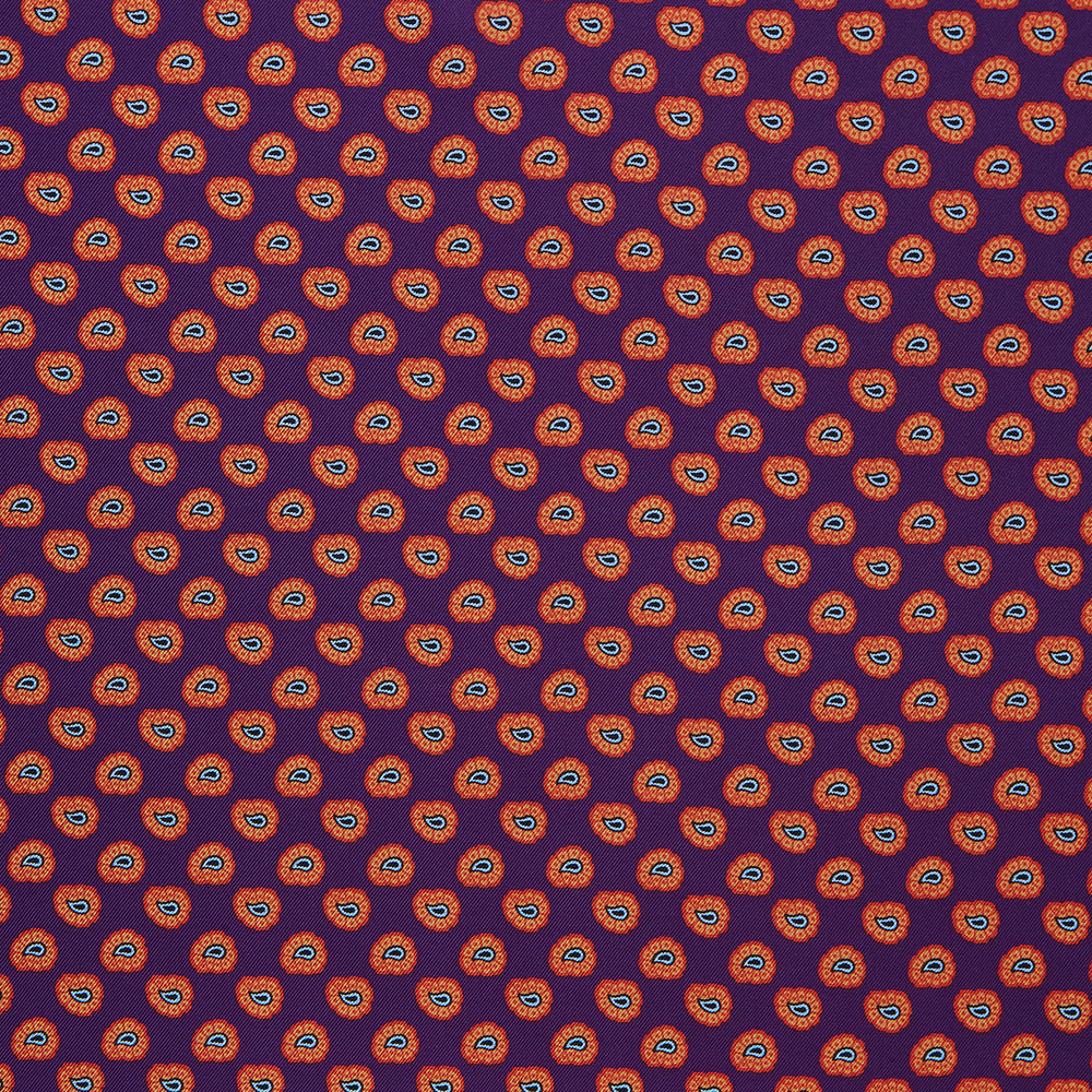 Purple and Gold Paisley Tiles Silk Pocket Square