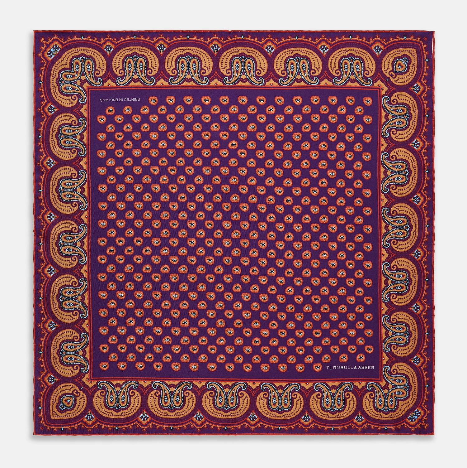 Purple and Gold Paisley Tiles Silk Pocket Square