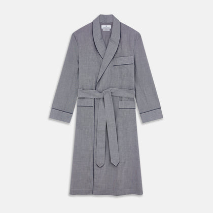 Navy Houndstooth Wool Arnold Gown