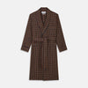 View 1 of product The Blue, Yellow, and Red Multi Check Wool Arnold Gown by Turnbull & Asser features a shawl collar, long sleeves, and matching belt in a plaid pattern. Luxury loungewear is displayed against a white background.