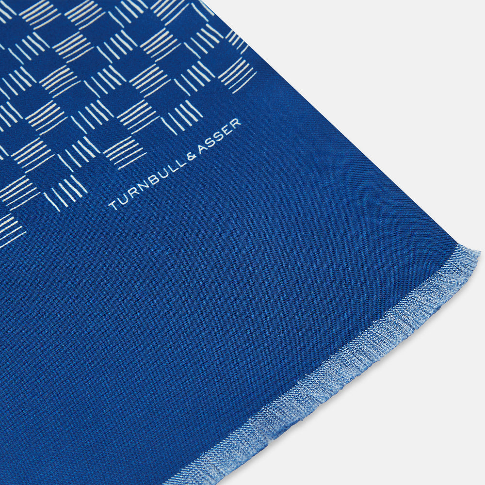 Blue and Burgundy Abstract Bird Silk Lawton Scarf