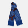 Blue and Burgundy Abstract Bird Silk Lawton Scarf