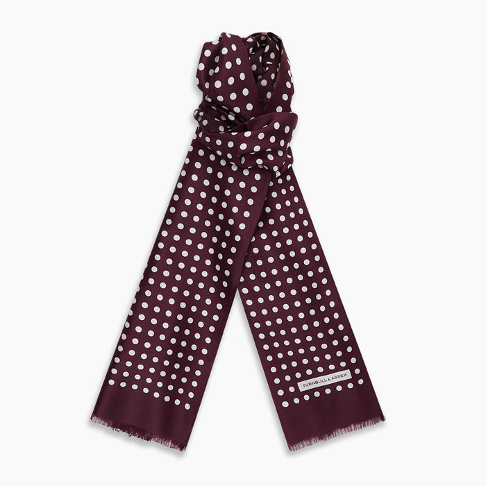Purple and White Spotted Silk and Wool Scarf Image 2