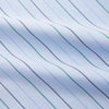 View 2 of product The Turnbull & Asser Pale Blue and Green Halo Stripe Cotton Regular Fit Mayfair Shirt features subtle stripes, long sleeves, a signature T&A collar, and cuffed sleeves, shown against a white background.
