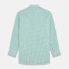 View 5 of product The Turnbull & Asser Green Check Cotton Regular Fit Mayfair Shirt features a green and blue check pattern on white, shown laid flat against a plain white background—a classic, versatile pick for any men’s wardrobe.