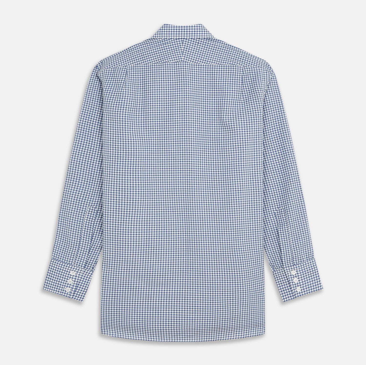 Blue Gingham Check Cotton Melange Regular Fit Mayfair Shirt