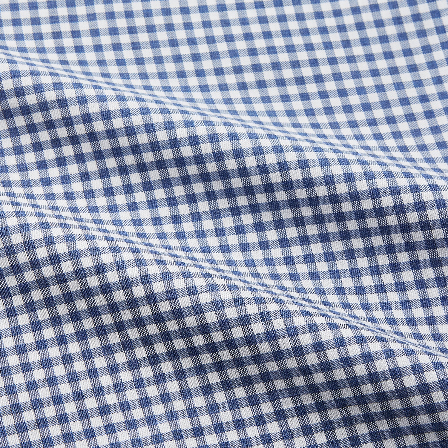 View 2 of product The Turnbull & Asser Blue Gingham Check Cotton Melange Regular Fit Mayfair Shirt features long sleeves, a classic T&A collar, neatly finished cuffs, and a stylish blue gingham check pattern.