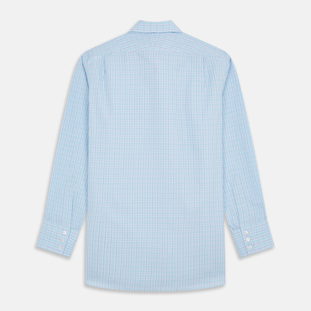 Pale Blue and Green Multi Check Cotton Regular Fit Mayfair Shirt